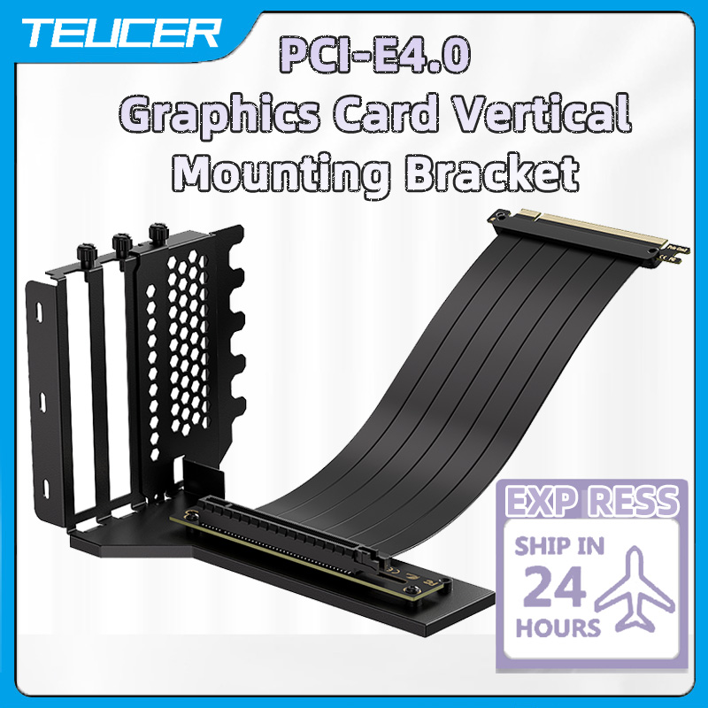Pcie 4.0 X16 Riser Cable 90 Degree - TEUCER Verticale GPU Montagebeugel Grafische Kaarthouder